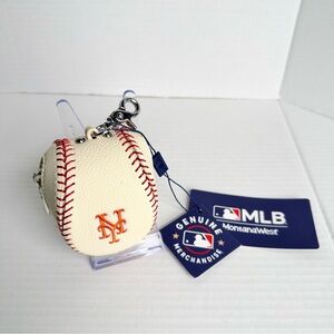 MLB NEW York Mets Baseball Team Portable Wallet Keychain Case NWT